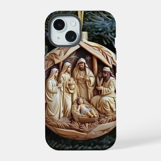 Christian Nativity Scene Phone Case – Baby Jesus iPhone 15ケース (裏面)