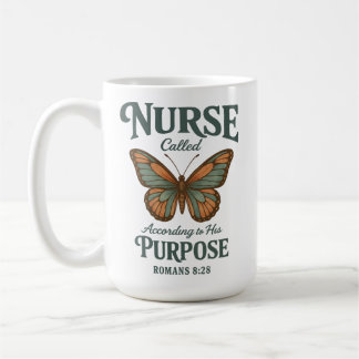 Christian Nurse Romans 8:28 Butterfly Faith コーヒーマグカップ
