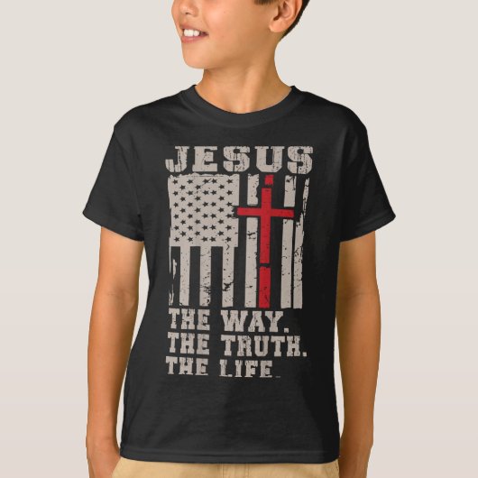 Christian Patriotic Jesus Way Truth Life American  Tシャツ (正面)