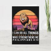 Christian Philippians 4_13 Religious Lion Strength カード (正面)
