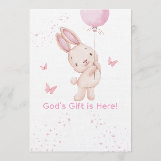 Christian Pink Girl Baby Shower Invitation 招待状 (正面)