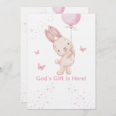 Christian Pink Girl Baby Shower Invitation 招待状 (正面/裏面)