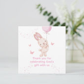 Christian Pink Girl Baby Shower Thank You Card サンキューカード (スタンド正面)