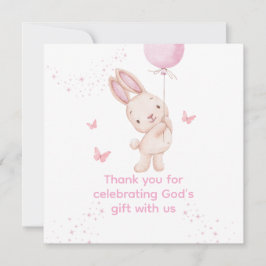 Christian Pink Girl Baby Shower Thank You Card サンキューカード