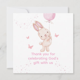Christian Pink Girl Baby Shower Thank You Card サンキューカード