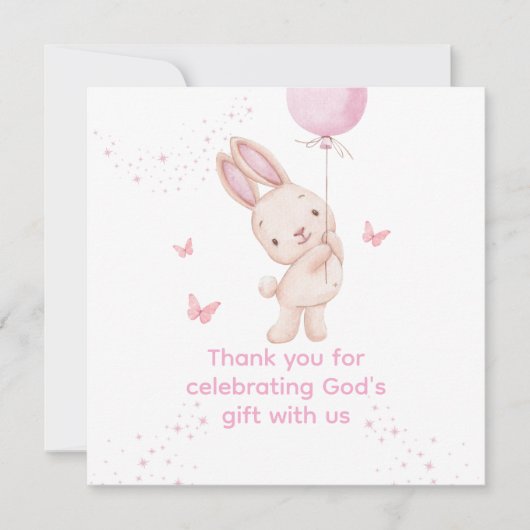 Christian Pink Girl Baby Shower Thank You Card サンキューカード (正面)