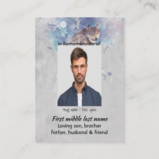 Christian Pocket Keepsake Memorial Wolf 名刺 (裏面)