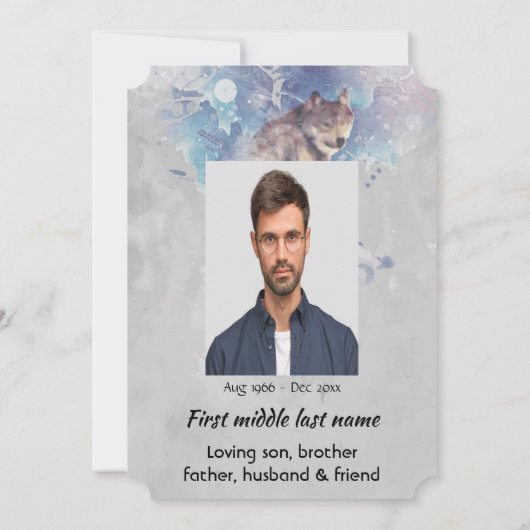 Christian Pocket Keepsake Memorial Wolf 招待状 (裏面)