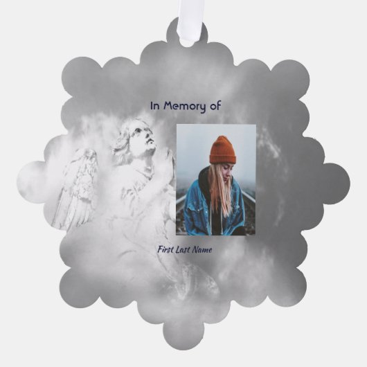 Christian Poem Memorial Keepsake Angel Sky Clouds オーナメントカード (正面)