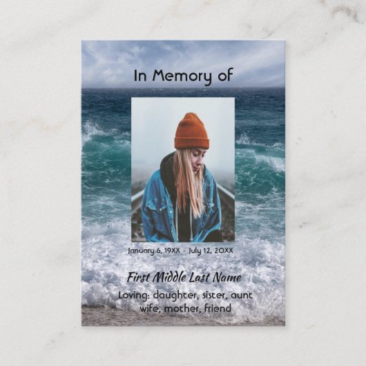 Christian Poem Memorial Keepsake Ocean Sea Beach 名刺 (正面)