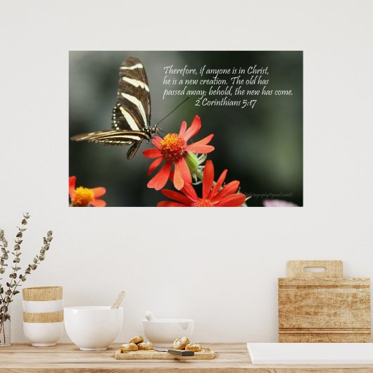 Christian Poster - Butterfly - New Creation ポスター (キッチン)