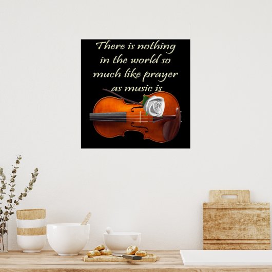 Christian Poster Violin Inspirational Saying ポスター (キッチン)