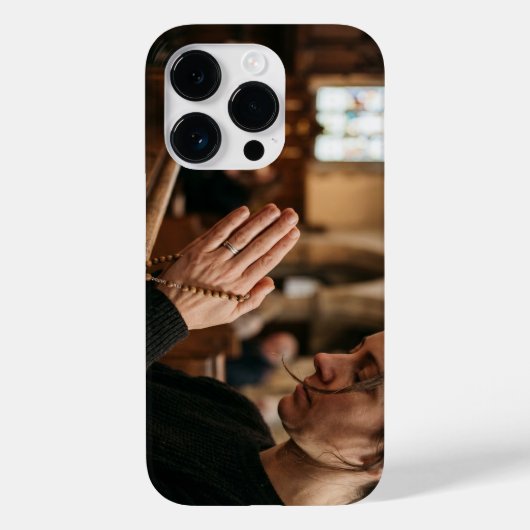 Christian Praying Hands with Rosary iPhone Case Case-Mate iPhoneケース (裏面)