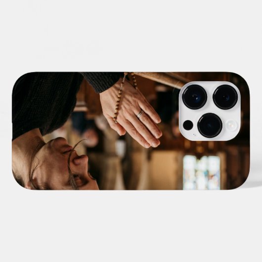 Christian Praying Hands with Rosary iPhone Case Case-Mate iPhoneケース (裏面 (横))