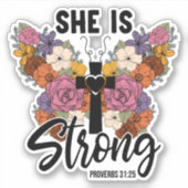 Christian Proverbs 31 Woman Butterfly Flowers  シール (正面)