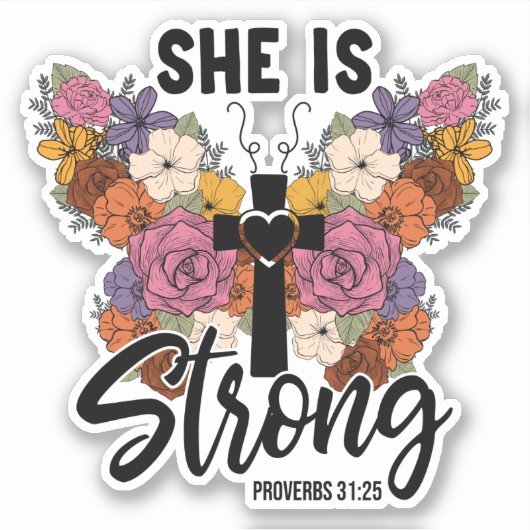 Christian Proverbs 31 Woman Butterfly Flowers シール (正面)