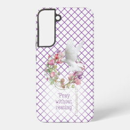 Christian Purple White Line Matrix Sweet Pea  Samsung Galaxy S22+ケース