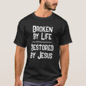 Christian QR Code Broken By Life Restored By Jesus Tシャツ (正面)
