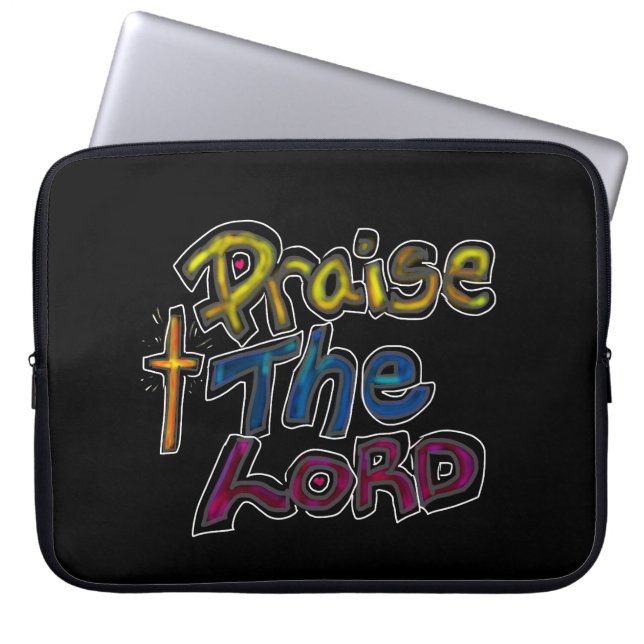 Christian Quote ‘Praise the Lord’ on Black  ラップトップスリーブ (正面)