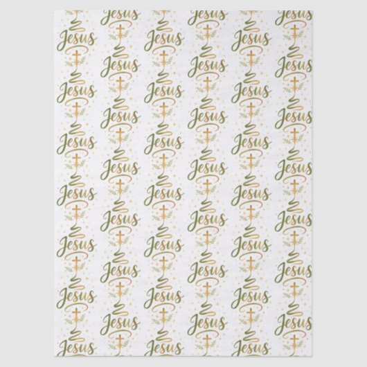 Christian Religion Theme Jesus Typography Cross 薄葉紙 (正面)