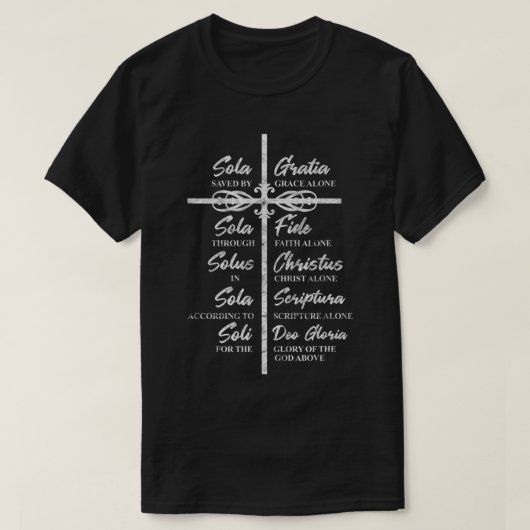 Christian Religious Faith Sola Gratia 5 Solas Refo Tシャツ (デザイン正面)