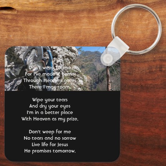 Christian Rock Climbing Memorial Keepsake  キーホルダー (裏面)