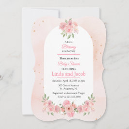 Christian Rose Floral Baby Girl Shower Invitation 招待状