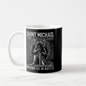 Christian Saint Michael Catholic Saint Defend Us I コーヒーマグカップ (左)