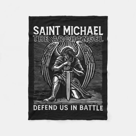 Christian Saint Michael Catholic Saint Defend Us I フリースブランケット (正面)