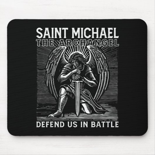 Christian Saint Michael Catholic Saint Defend Us I マウスパッド (正面)