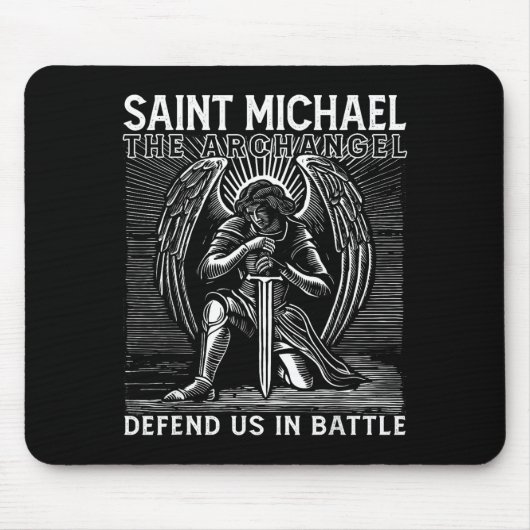 Christian Saint Michael Catholic Saint Defend Us I マウスパッド (正面)