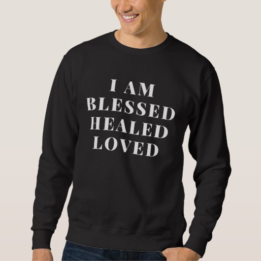 Christian Sayings Clothing Blessed Heilt Loved Chr スウェットシャツ (正面)
