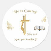 Christian Scripture John 3:16 ラウンドシール (正面)