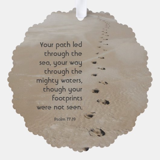 Christian Scripture Keepsake Footprints in Sand オーナメントカード (裏面)
