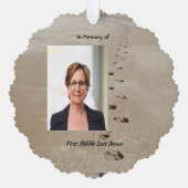 Christian Scripture Keepsake Footprints in Sand オーナメントカード (正面)