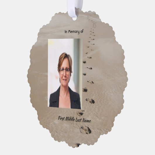 Christian Scripture Keepsake Footprints in Sand オーナメントカード (左)