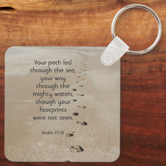 Christian Scripture Keepsake Footprints in Sand キーホルダー (裏面)