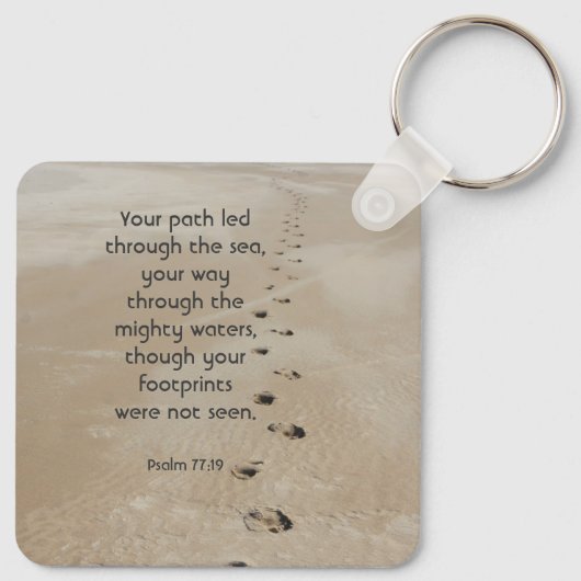 Christian Scripture Keepsake Footprints in Sand キーホルダー (裏面)