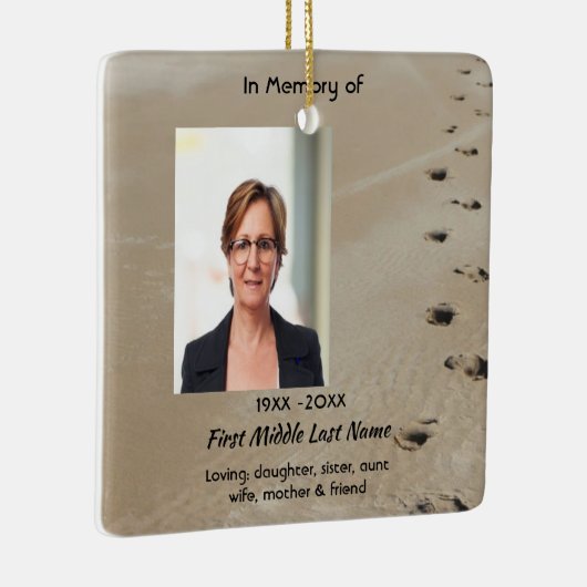 Christian Scripture Keepsake Footprints in Sand セラミックオーナメント (右)