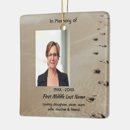 Christian Scripture Keepsake Footprints in Sand セラミックオーナメント (左)