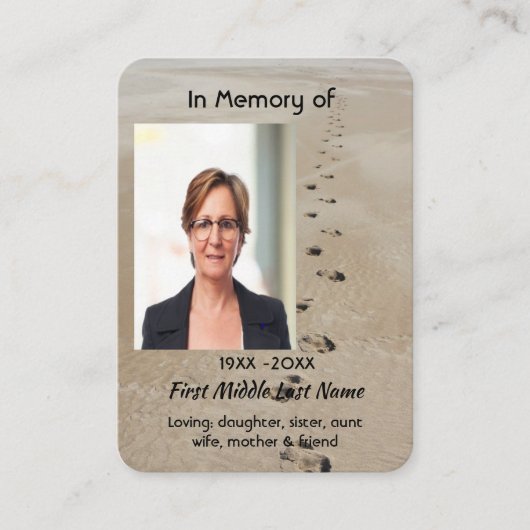 Christian Scripture Keepsake Footprints in Sand 名刺 (正面)