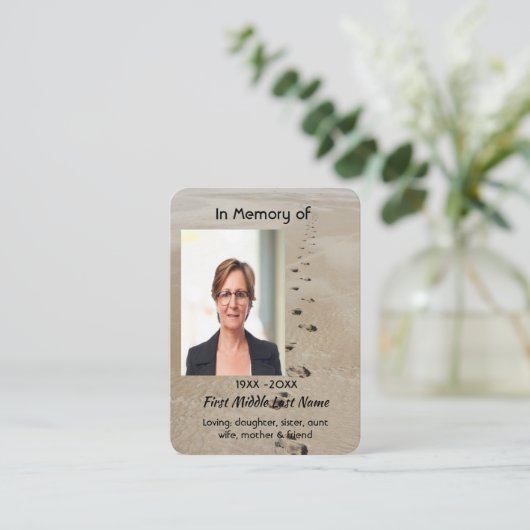 Christian Scripture Keepsake Footprints in Sand 名刺 (スタンド正面)