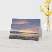 Christian Scripture Lake Sunrise Sympathy カード (黄色い花)