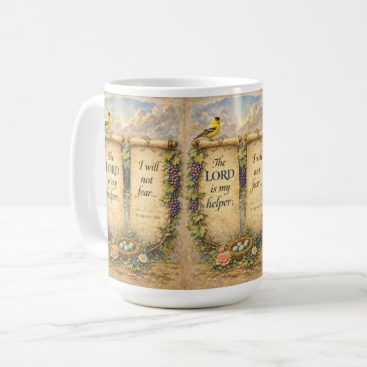 Christian Scripture Mug " The Lord Is My Helper" コーヒーマグカップ (正面左)