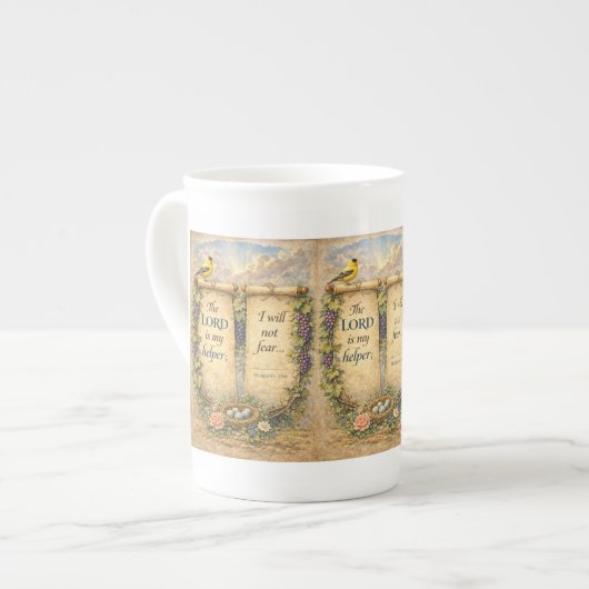Christian Scripture Mug " The Lord Is My Helper"  ボーンチャイナマグカップ (正面左)