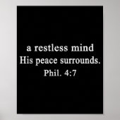 Christian Shirts A Restless Mind His Peace Worship ポスター (正面)