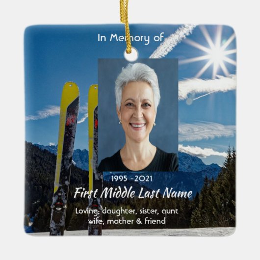 Christian Skiing Skier  Memorial Keepsake  セラミックオーナメント (正面)