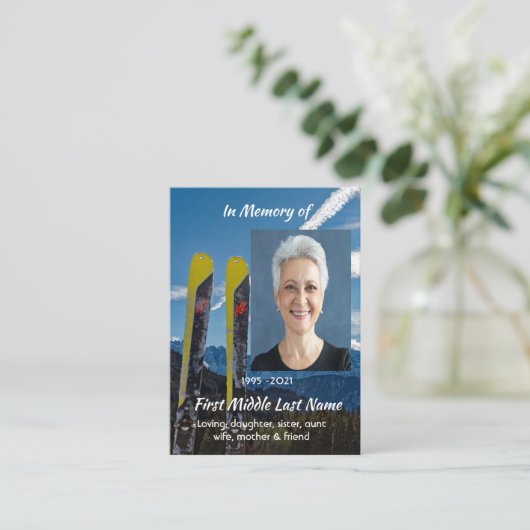 Christian  Skiing Skier  Memorial Keepsake  名刺 (スタンド正面)