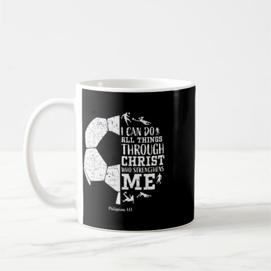 Christian Soccer Faith Graphic Bible Verse Philipp コーヒーマグカップ (左)