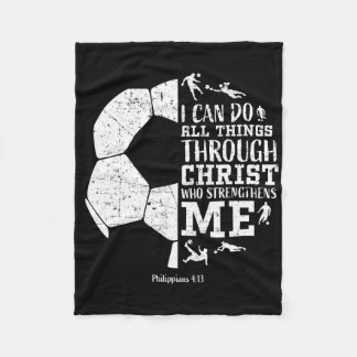 Christian Soccer Faith Graphic Bible Verse Philipp フリースブランケット